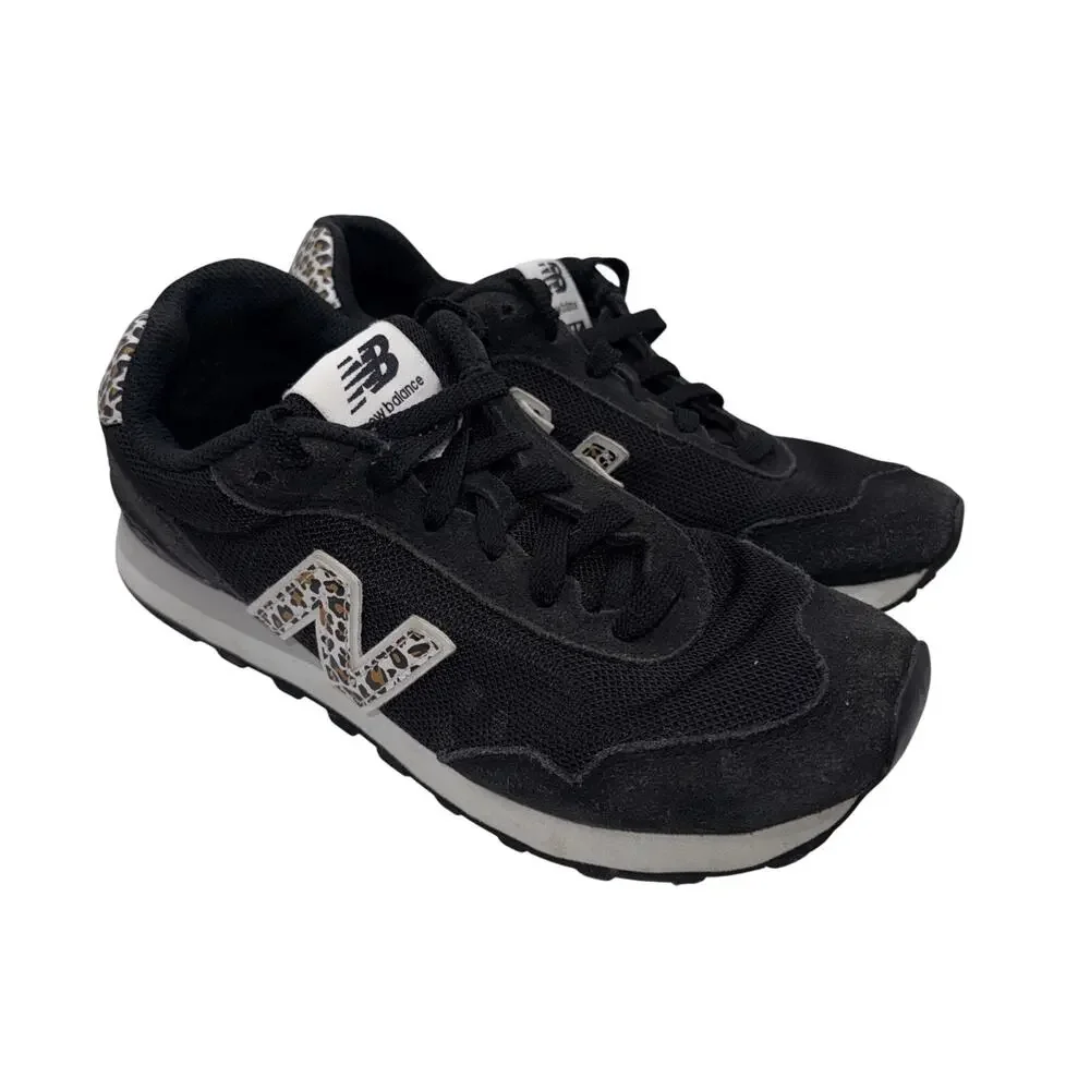 Size 9 Women’s New Balance 515 Shoe Black Leopard Print Sneakers Lace Up Low Top